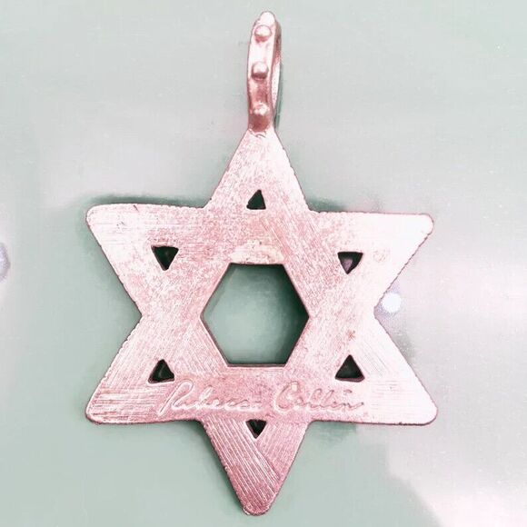 Vintage 1980 Rebecca Collins Star of David Pendant Scarf Jewelry NEW SEALED 2in - Picture 5 of 5
